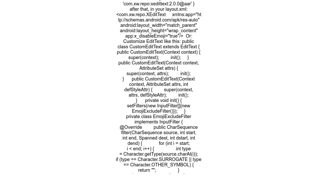 How to disable emoji from being entered in Android EditText