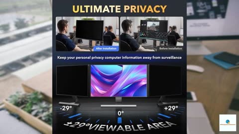 Magnetic Invisible Hidden Design Computer Privacy Screen Filter 24 Inch for Frameless Moni