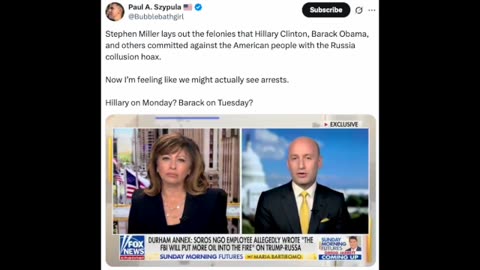 Maria Bartiromo & Stephen Miller Discuss Clinton-Obama Led Conspiracy Against Donald Trump