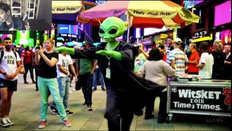 The Alien Dancing Around Times Square, New York Fake Funny Parody Video With Live Commentary