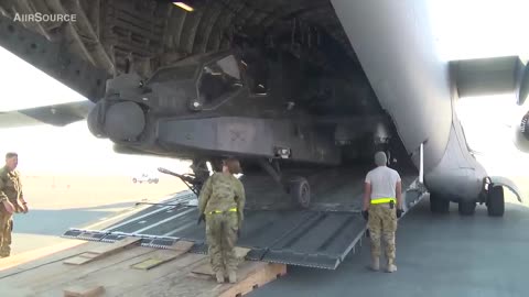 Unloading AH-64 Apache Helicopters from C-17 Globemaster III