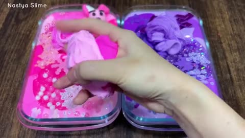 PINK vs PURPLE I Mixing Random into Glossy Slime I Satisfying Slime_part3
