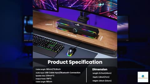 Tylubio Bluetooth Computer Speakers for Desktop with Clear Sound, Flowing LED Computer Spe