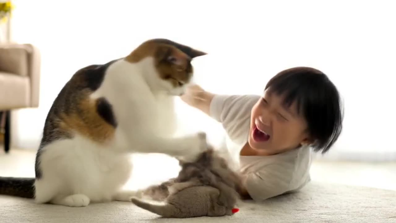 Kids play with cat funny videos