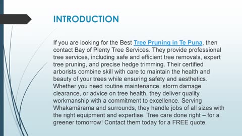 Best Tree Pruning in Te Puna