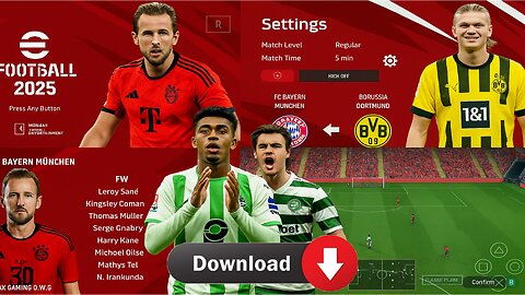 eFootball PES 2025 PPSSPP Android Offline Full Update UCL & Leagues Kits 24/25 Season 4K Graphics
