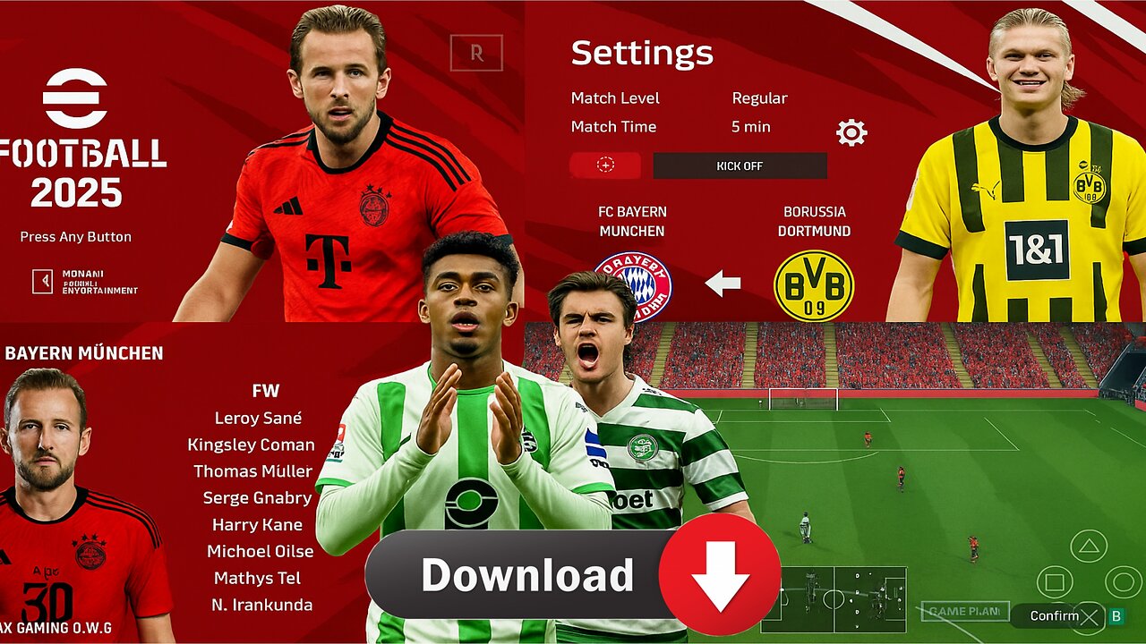 eFootball PES 2025 PPSSPP Android Offline Full Update UCL & Leagues Kits 24/25 Season 4K Graphics