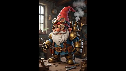 "Steampunk Gnome Engineer vs. Gigantic Robot Suit 🤖💨"