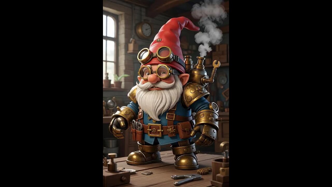 "Steampunk Gnome Engineer vs. Gigantic Robot Suit 🤖💨"