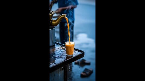 ASMR rain walking and having tea