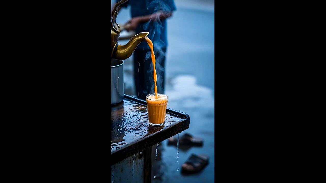 ASMR rain walking and having tea