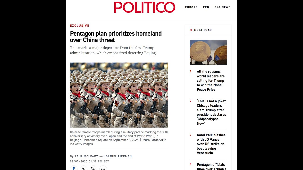 US War Department submits new Strategy Proposal for the US to focus on its Homeland and West