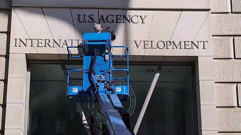 BREAKING: USAID letters and markings are now being removed from the building.