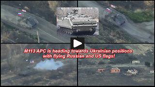 Zaporizhzhia region: Russian soldiers ride in a captured Ukrainian M113 APC