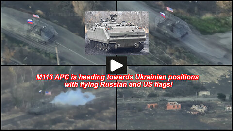 Zaporizhzhia region: Russian soldiers ride in a captured Ukrainian M113 APC