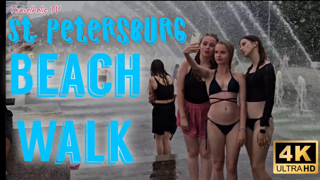 Se**y Russian Girls Beach Walk 4K | Lakhta Center View & 300th Anniversary Park St. Petersburg