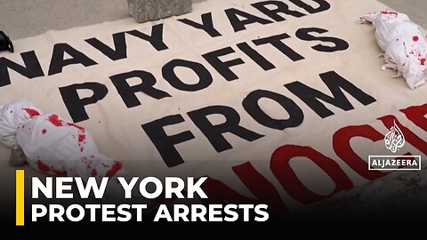 Eight demonstrators arrested for blocking an industrial site entrance in New York