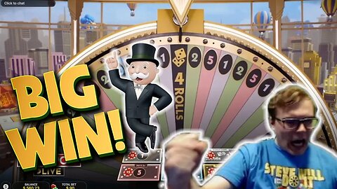 HUGE 4 ROLLS MONOPOLY LIVE BONUS ROUND