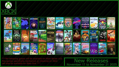 New Xbox Games for November 17 to November 21 2025