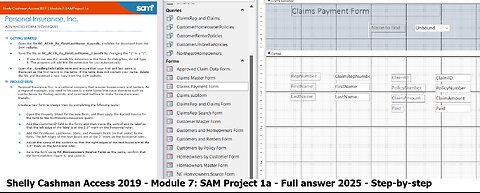 Shelly Cashman Access 2019 | Module 7: SAM Project 1a | Personal Insurance, Inc. (Full answer 2025)