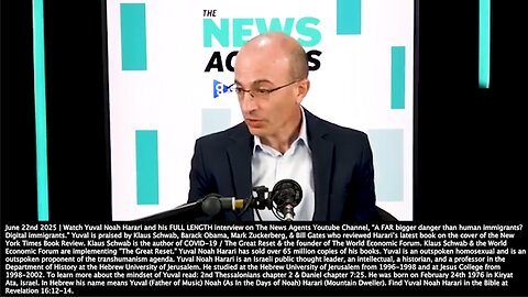 Yuval Noah Harari | "It's the End of Human History As We Know It. We Will Have Billions of AIs. Think About It As Millions & Billions of Digital Agents. We Will Have AIs Telling People What the Bible Says." (June 22nd 2025)
