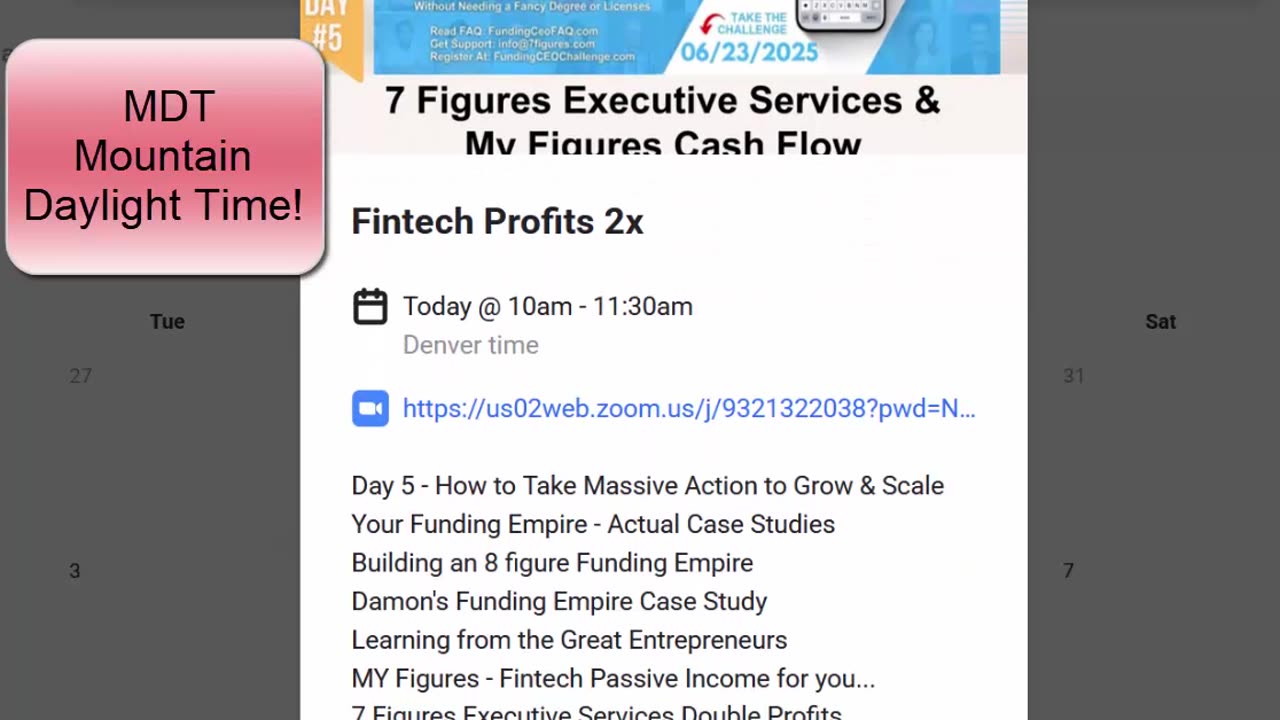 5th Day Training for Business Funding - 8 Figure Business and More -6-27-25