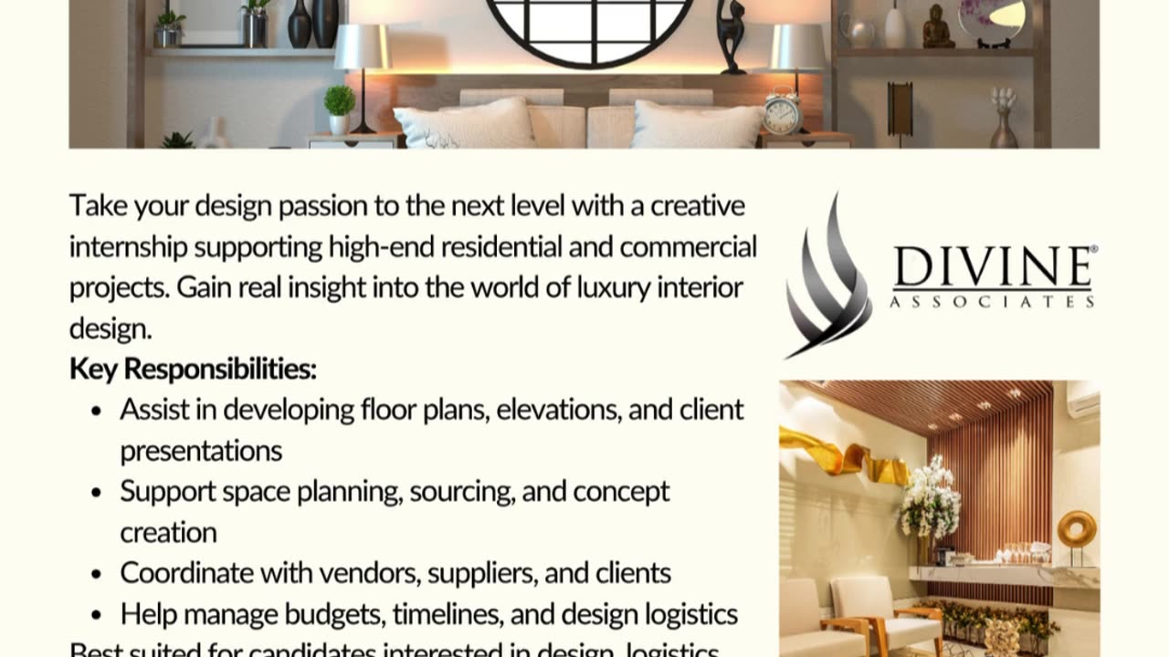 Design Your Future with Divine Associates Ltd: Creative Interior Design Internship