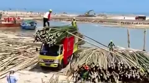 Indonesia has built an innovative 6 mile highway over the sea using over 10 million bamboo poles