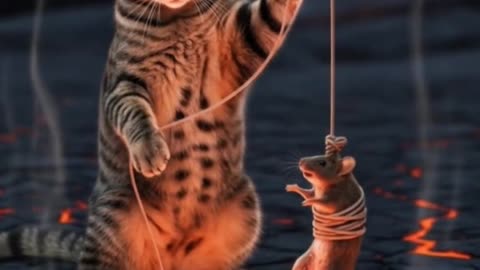 Cat’s Deadly Lava Game – Poor Mouse!