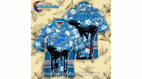 Detroit Lions Personalized Tropical Tree Blue Funky Hawaiian Shirt