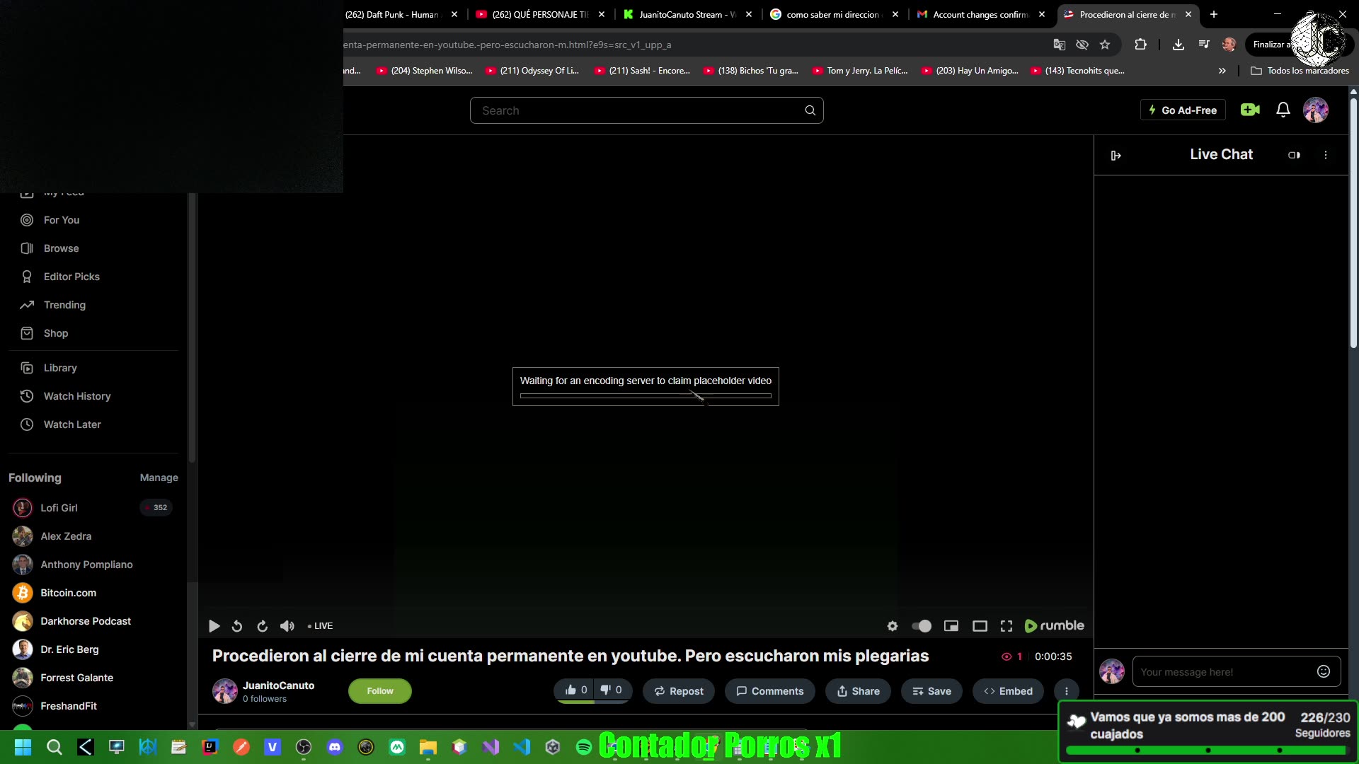 Procedieron al cierre de mi cuenta permanente en youtube. Pero escucharon mis plegarias