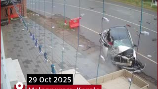 Speeding Car Crashes Head-On Into Bus While Overtaking on Curve — Driver Miraculously Survives