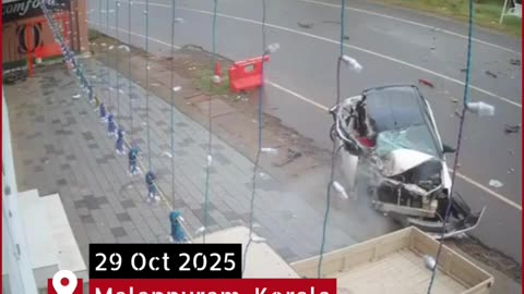 Speeding Car Crashes Head-On Into Bus While Overtaking on Curve — Driver Miraculously Survives