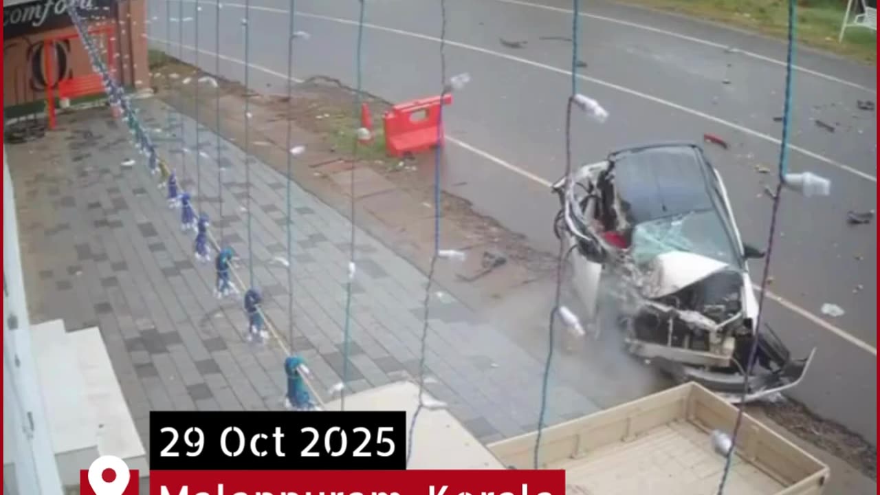 Speeding Car Crashes Head-On Into Bus While Overtaking on Curve — Driver Miraculously Survives