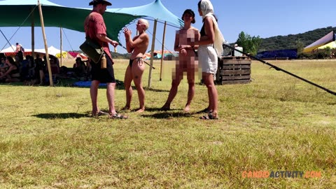 German girl chilling naked at beach