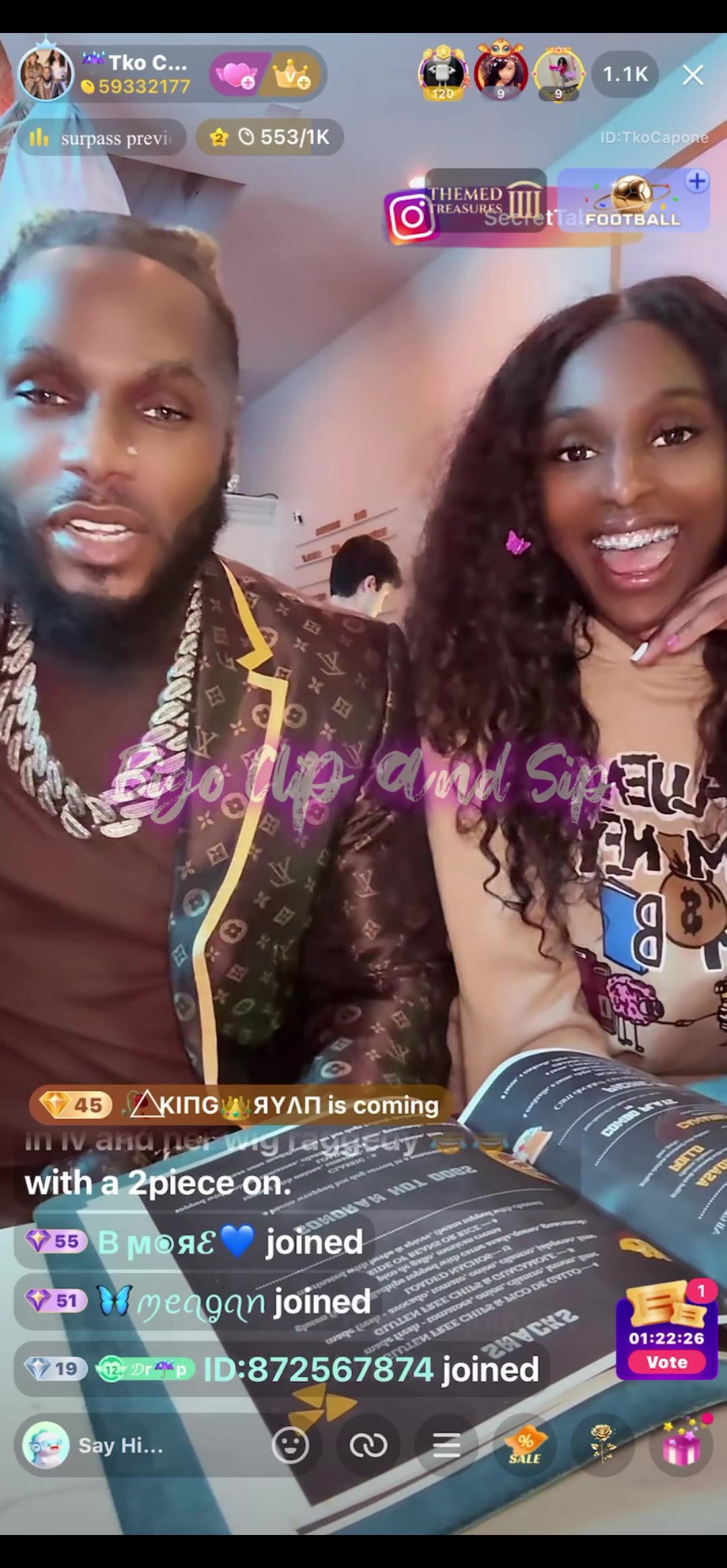 TKO out with Akeema wearing custom made LV suit jacket 8/19/25 #bigoclipandsip