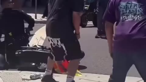 Gavin Newsom’s lawless California presents: 1 brave cop vs. 25 micropenised mini bikers.