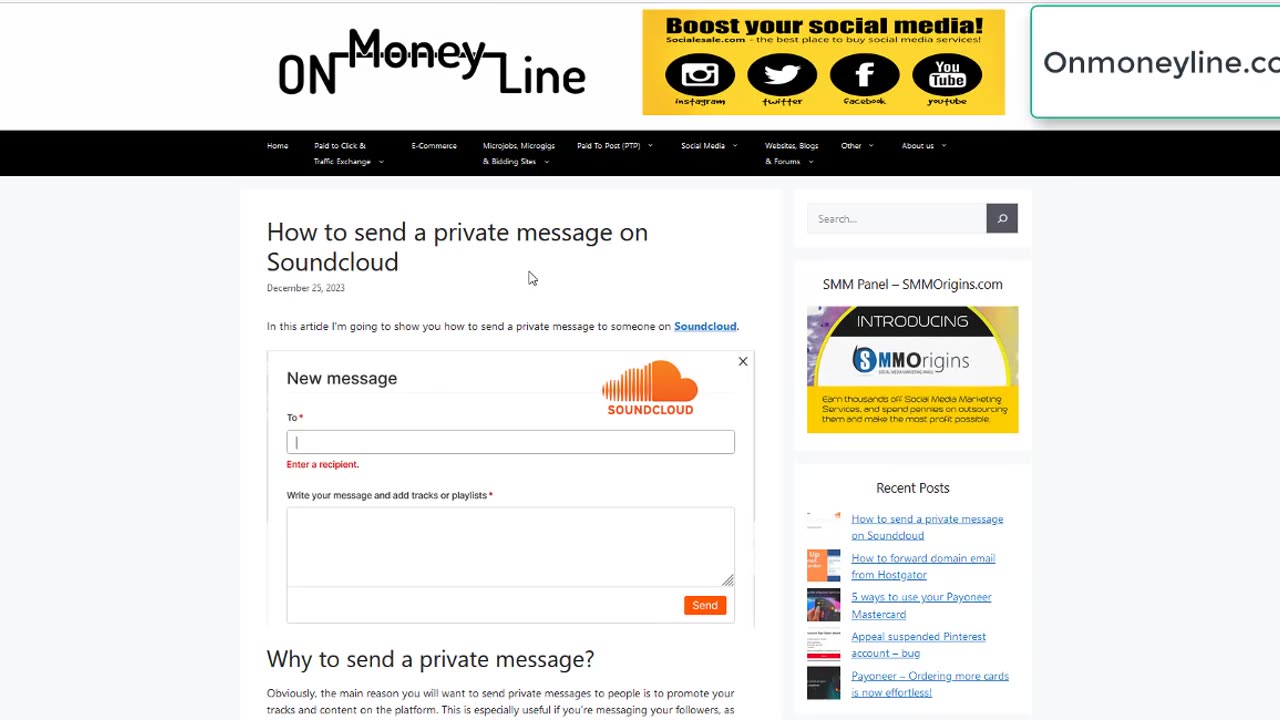 How to send a private message on Soundcloud