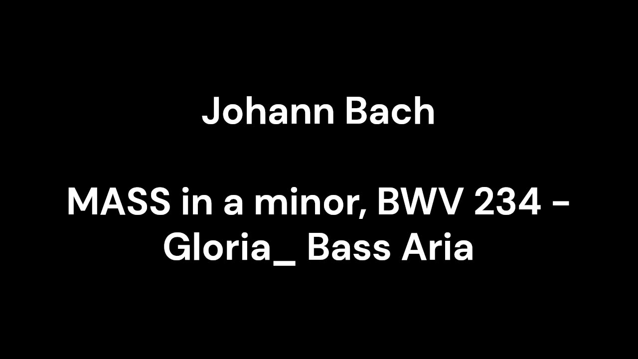 MASS in a minor, BWV 234 - Gloria_ Bass Aria