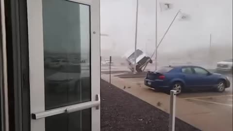 My Dads Van in the Tornado Today