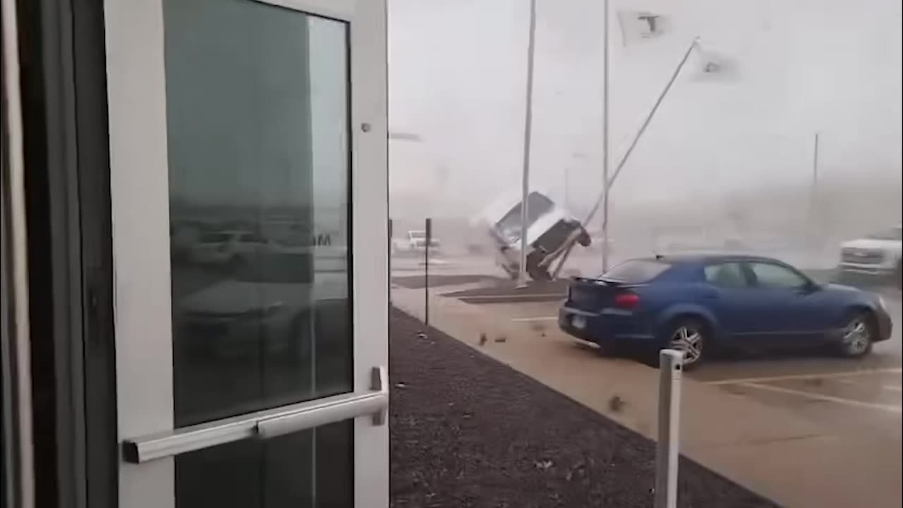My Dads Van in the Tornado Today