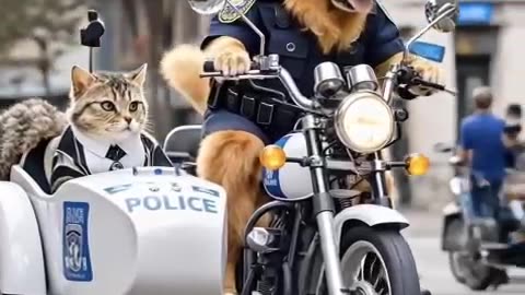 police Dog and Cat