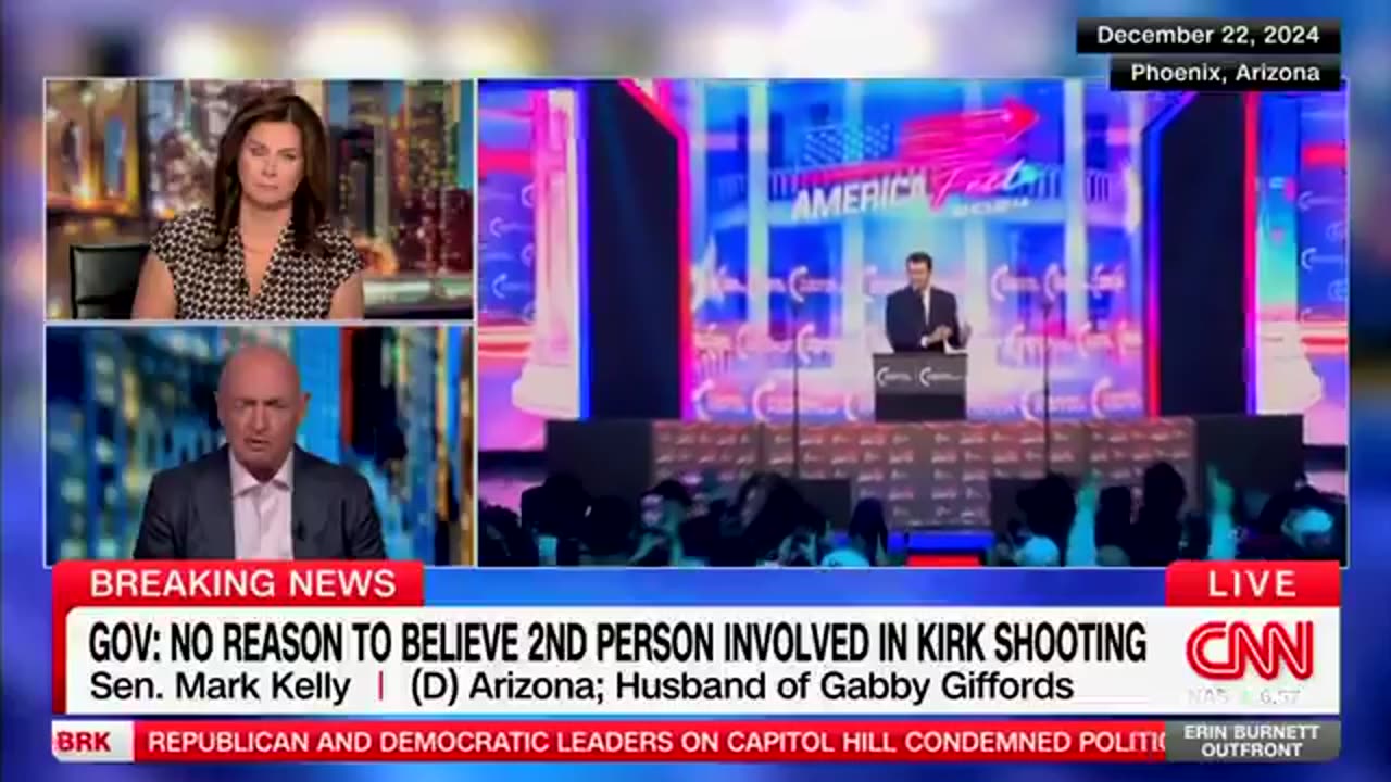 Sen. Mark Kelly (D-AZ) blames "political rhetoric" from "both sides" for Charlie Kirks death