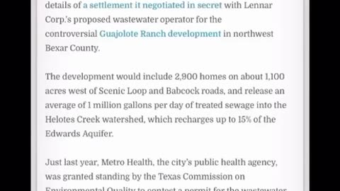 TEXAS 1 million gallons of sewage PER DAY is about to be dumped into an aquifer