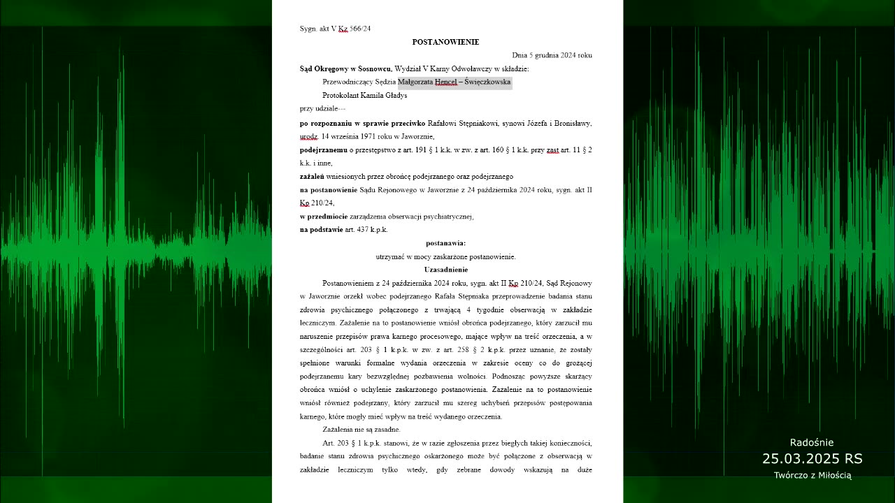 O pieniądzach z sędzią Ewą o sędzi Małgorzacie Annie