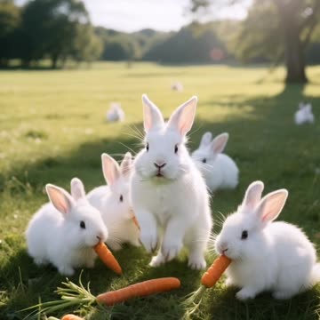 Rabbit eating radish satisfying video clip