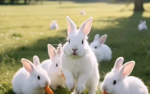 Rabbit eating radish satisfying video clip