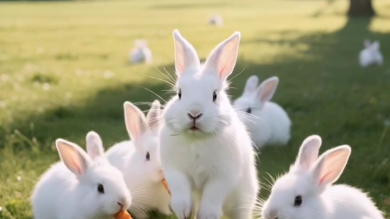 Rabbit eating radish satisfying video clip