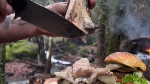 Stream side picnic in natural scenic beauty view