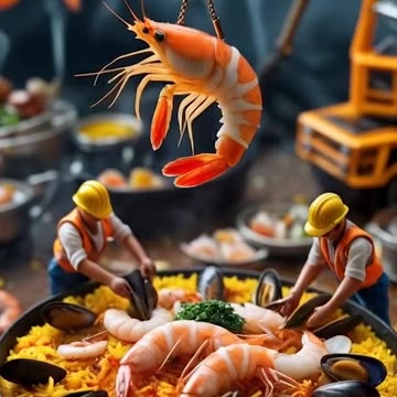 Little People Cooking shrimp khichuri । Macro Magic AI-Generated Mini People